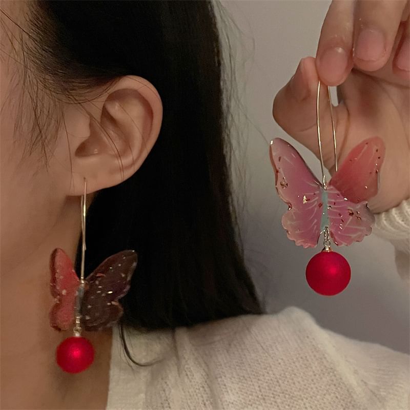 Earring Bead Hook Butterfly Drop