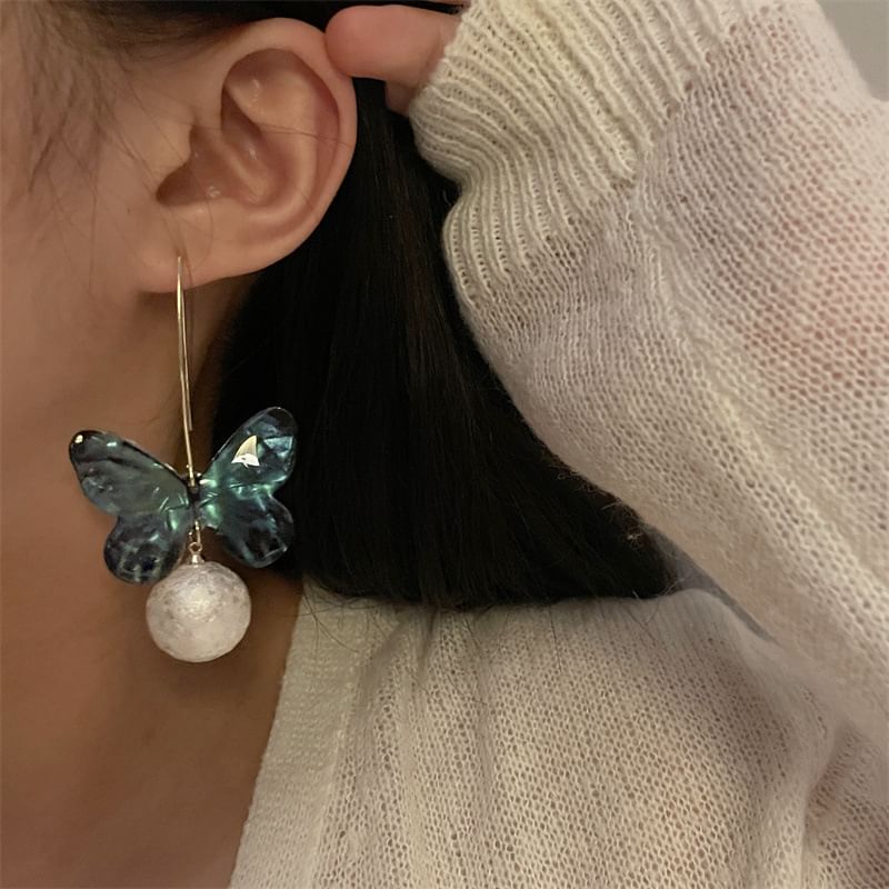 Earring Bead Hook Butterfly Drop