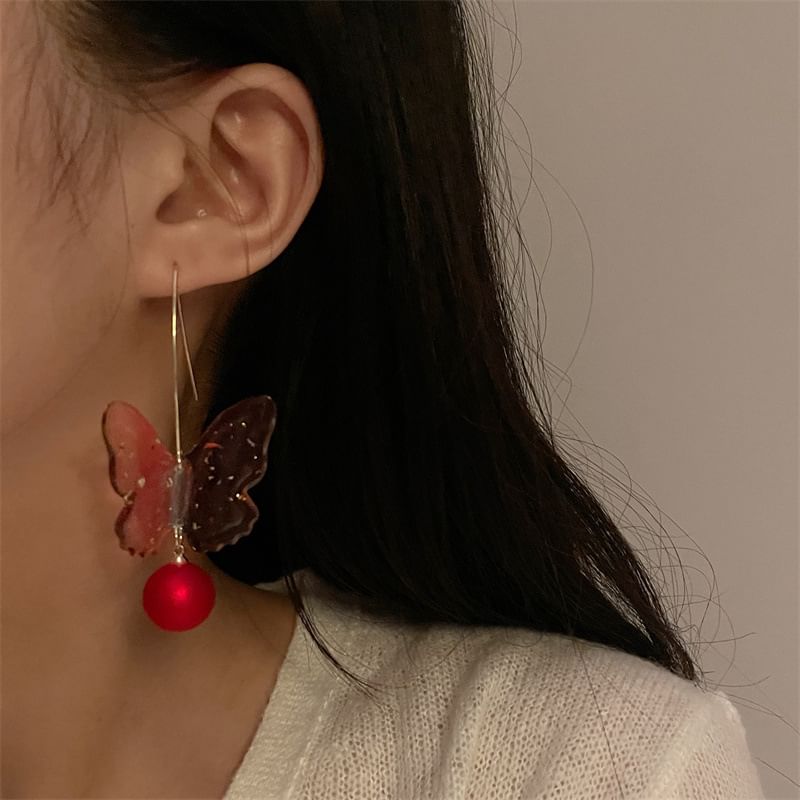Earring Bead Hook Butterfly Drop