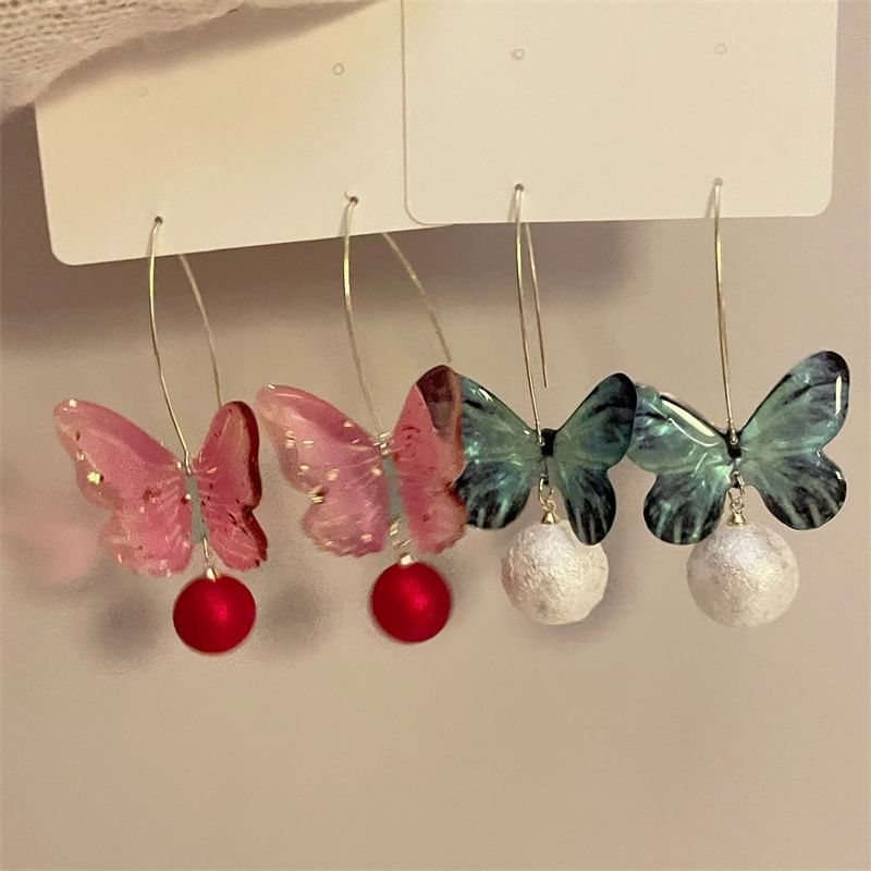 Earring Bead Hook Butterfly Drop