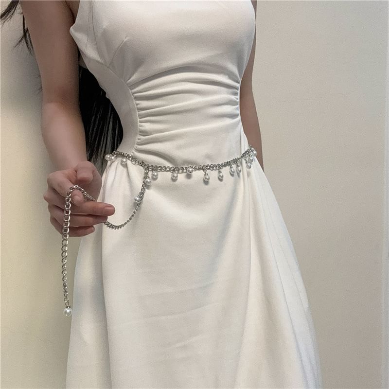 Chain Faux Fringed Pearl Belt Waist