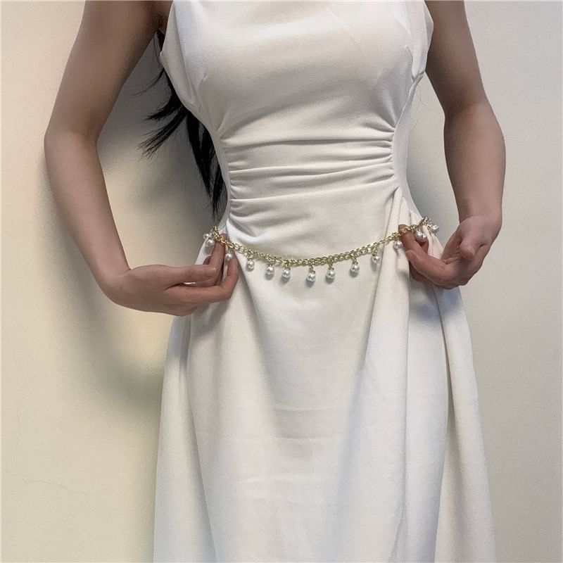 Chain Faux Fringed Pearl Belt Waist