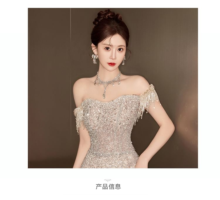 Evening Sequin Mermaid Gown Off-Shoulder