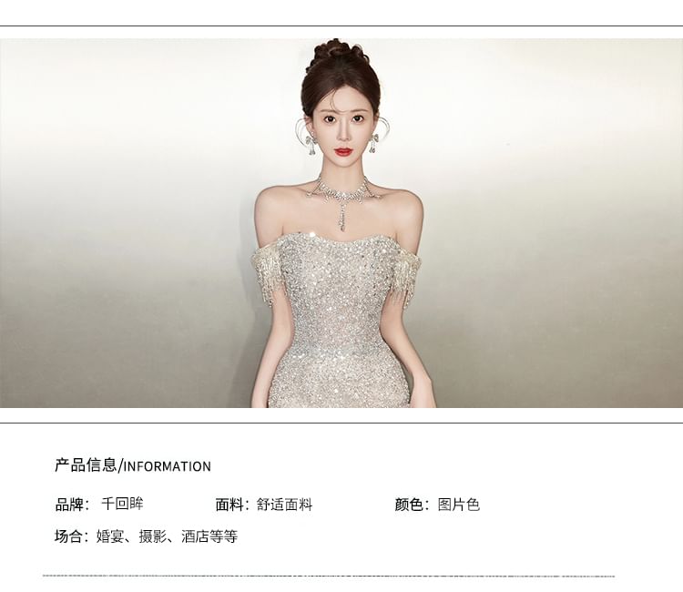 Evening Sequin Mermaid Gown Off-Shoulder