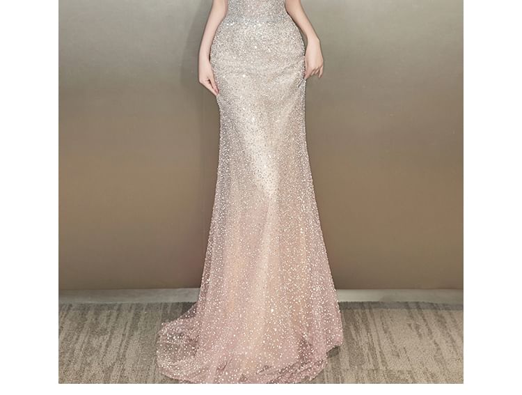 Evening Sequin Mermaid Gown Off-Shoulder
