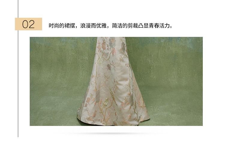 Gown Bow Mermaid Floral Evening Back Halter