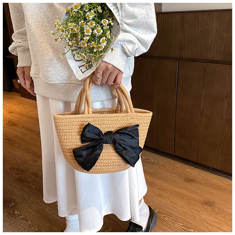 Woven Tote Bag Bow