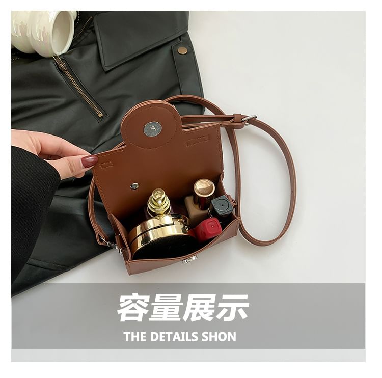 Faux Leather Bag Flap Camera Crossbody