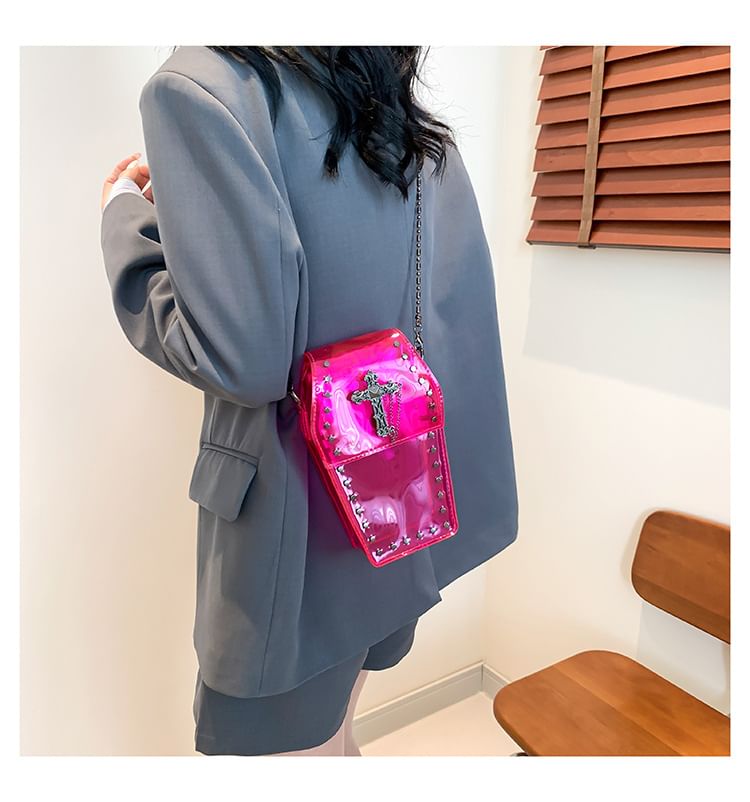 Chained Bag Studded Crisscross Crossbody PVC