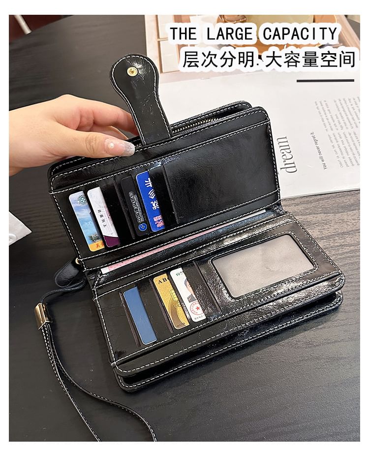 Faux Charm Floral Leather Wallet Long