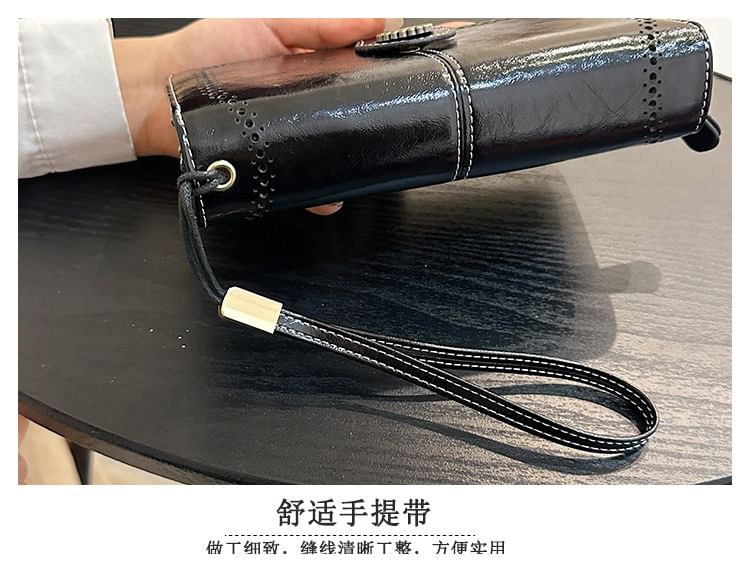 Faux Charm Floral Leather Wallet Long