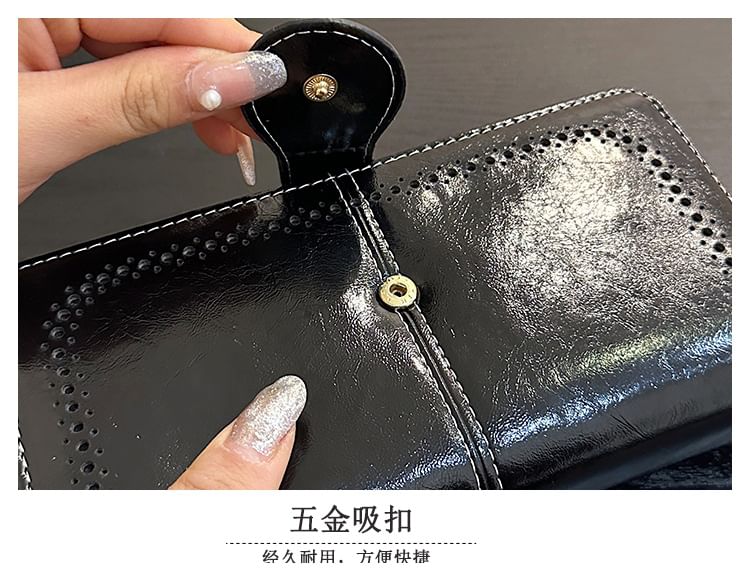 Faux Charm Floral Leather Wallet Long