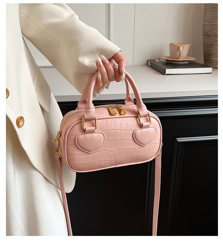 Top Bag Crossbody Grain Handle Croc