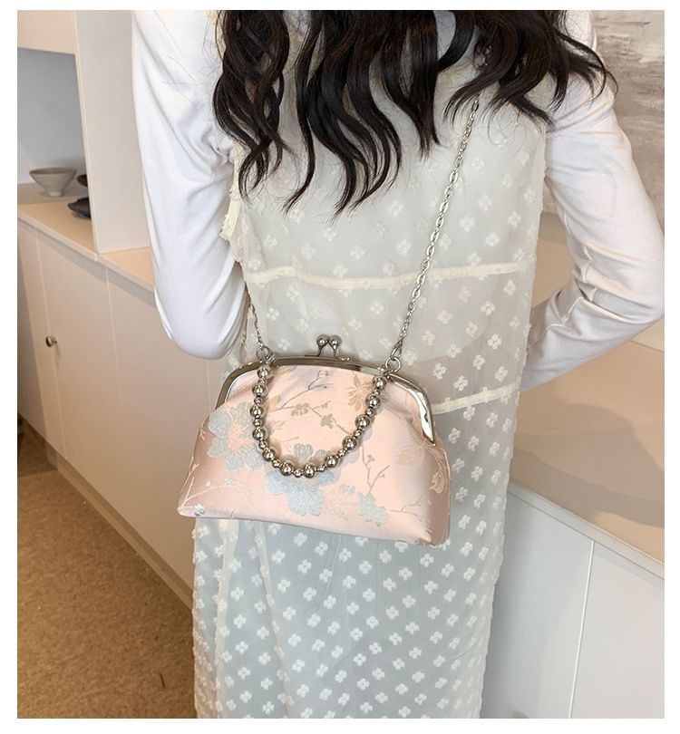 Bag Crossbody Jacquard Floral Kiss Lock