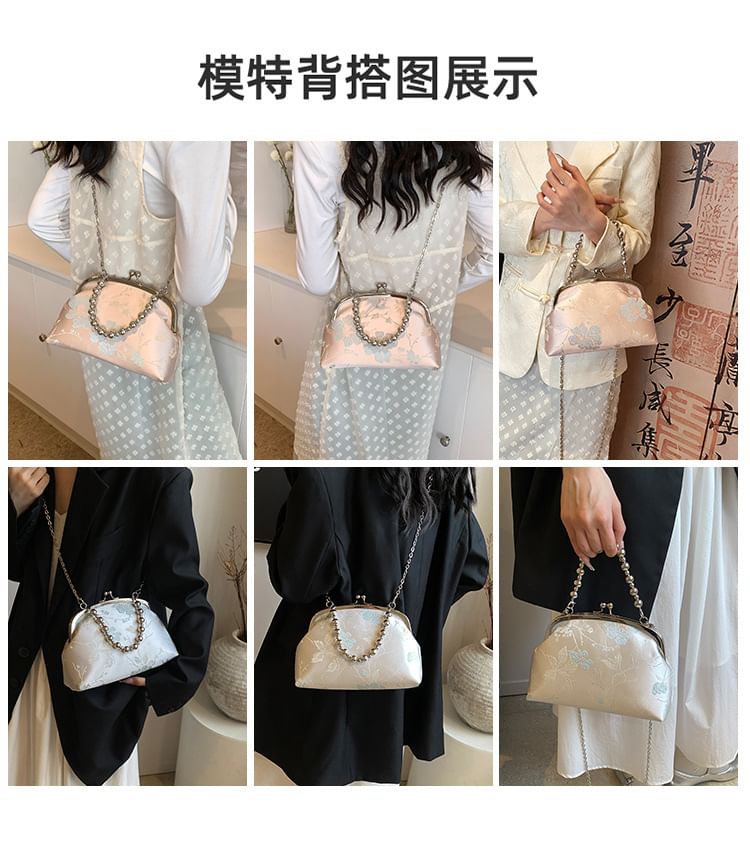 Bag Crossbody Jacquard Floral Kiss Lock