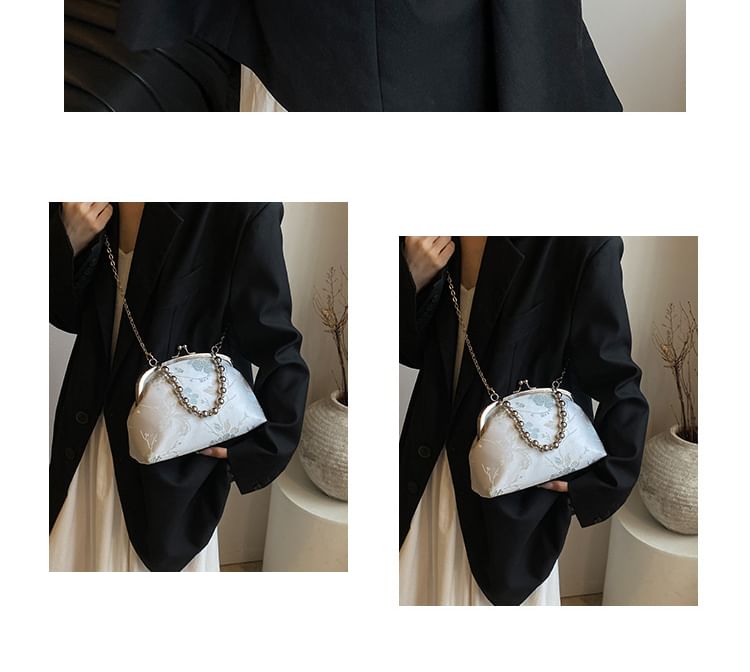 Bag Crossbody Jacquard Floral Kiss Lock