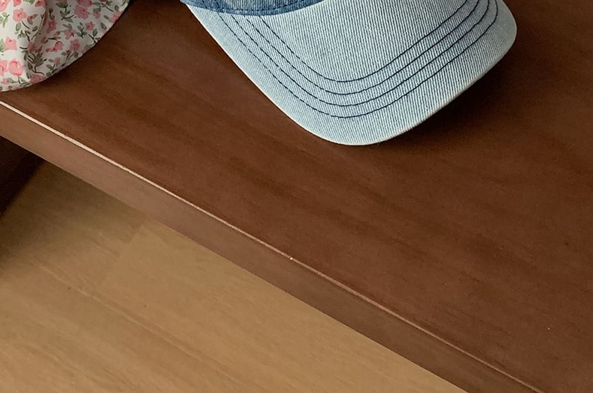 Washed Embroidered Bow Denim Cap Baseball