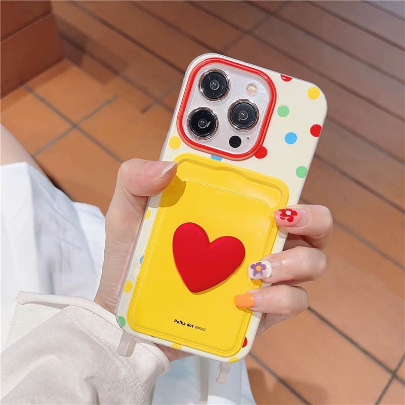 Holder Heart Case Card / Lanyard Phone Set Strap