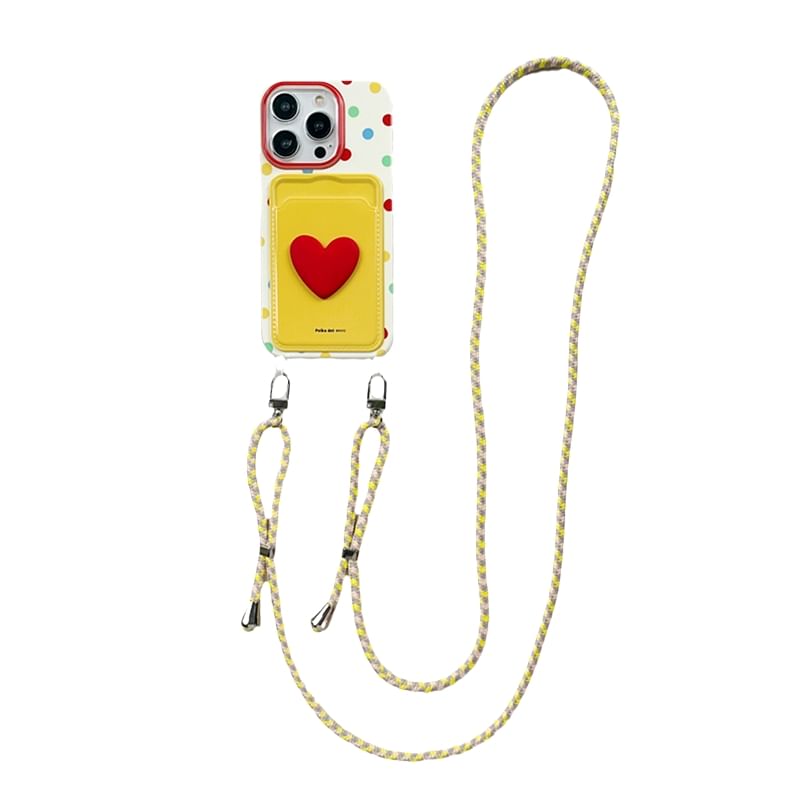 Holder Heart Case Card / Lanyard Phone Set Strap