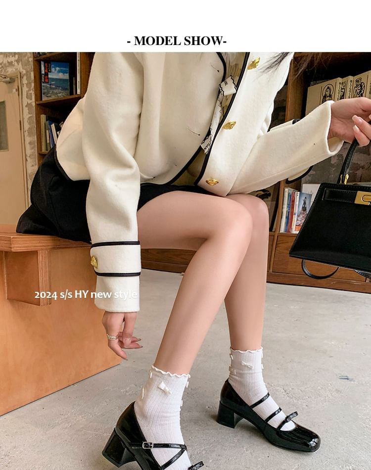 Strappy Jane Mary Bow Chunky Heel Pumps