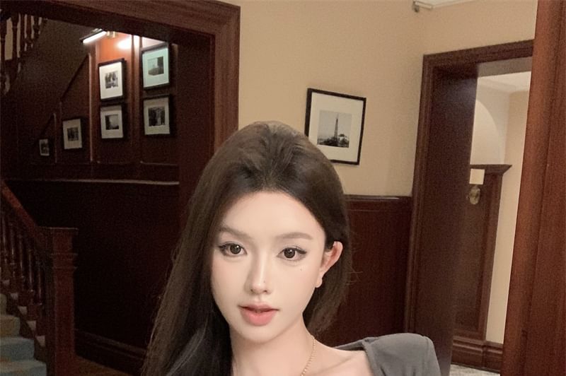 Cami Lace + Top Panel Cardigan Set: Plain