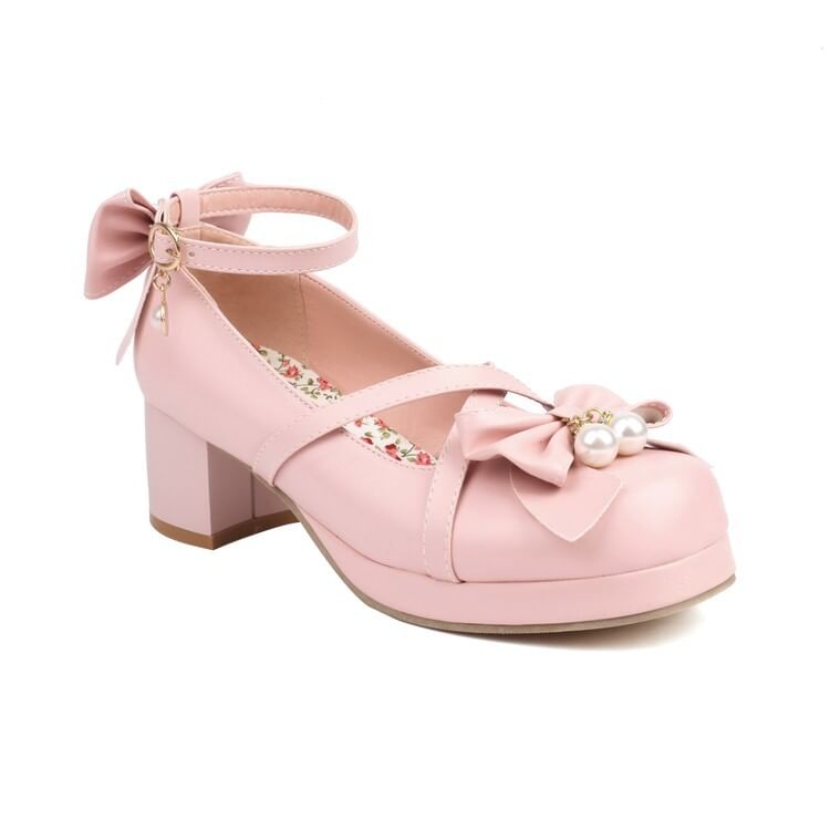 Jane Bow Pumps Platform Mary Ankle Strap