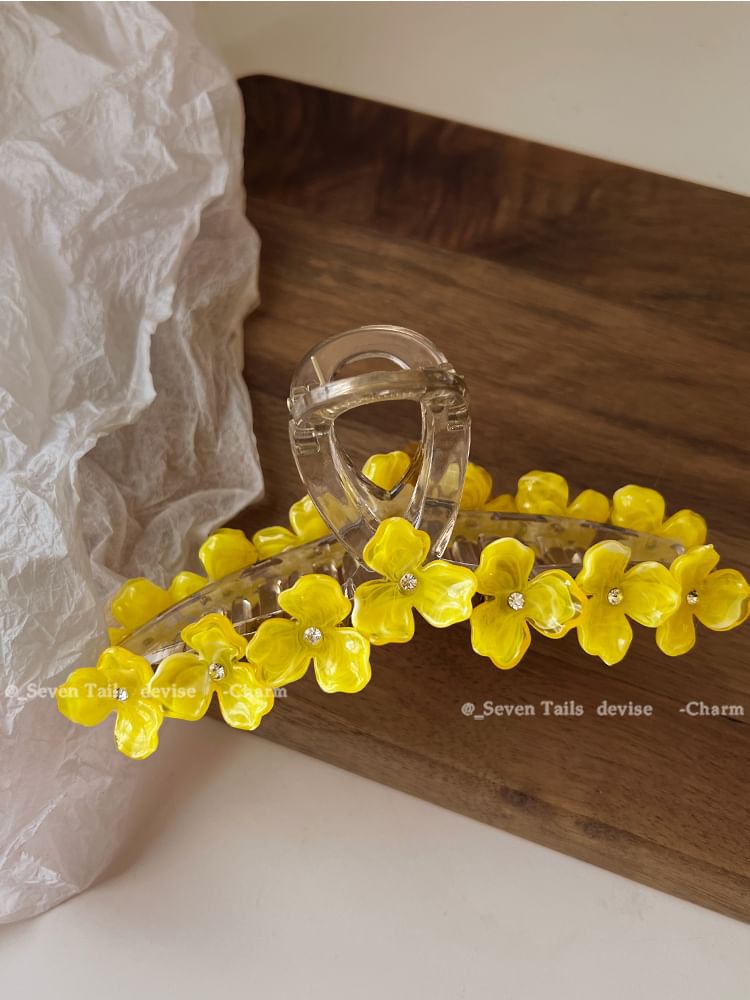 Rhinestone Claw Floral Hair