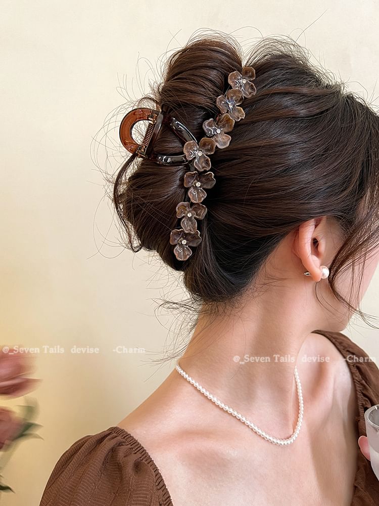 Rhinestone Claw Floral Hair