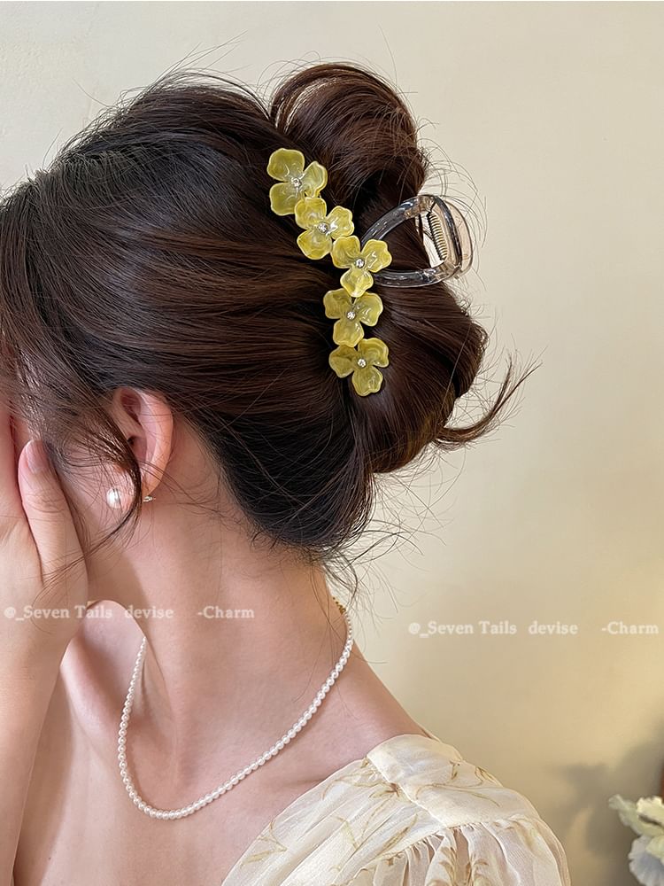 Rhinestone Claw Floral Hair
