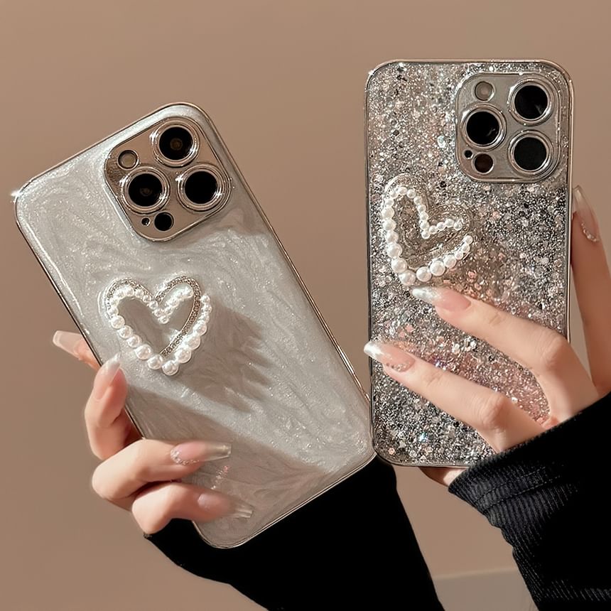Pearl Phone Faux Heart Case