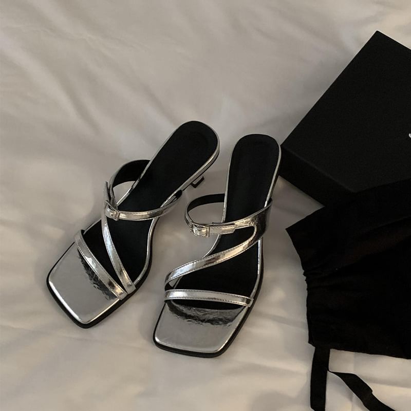 Square Toe Sandals Heel Kitten