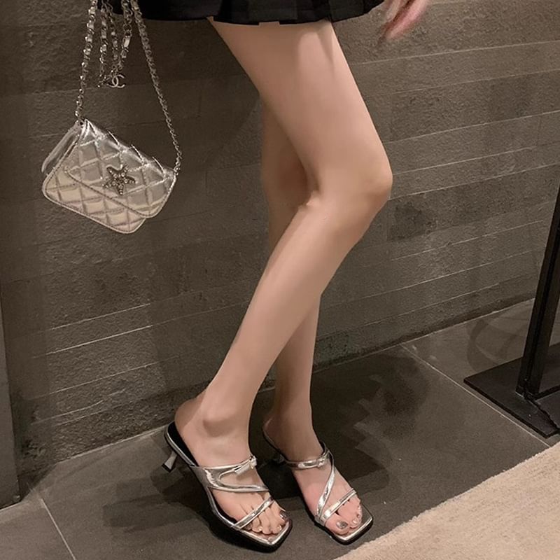 Square Toe Sandals Heel Kitten