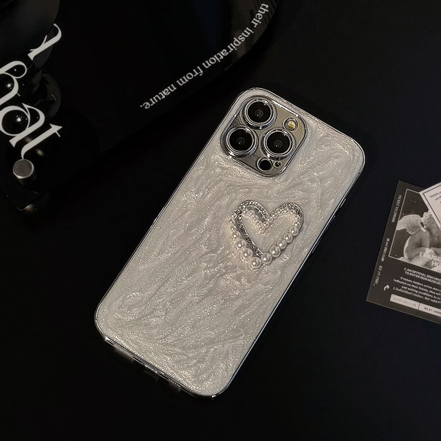 Faux Case Pearl Heart Phone