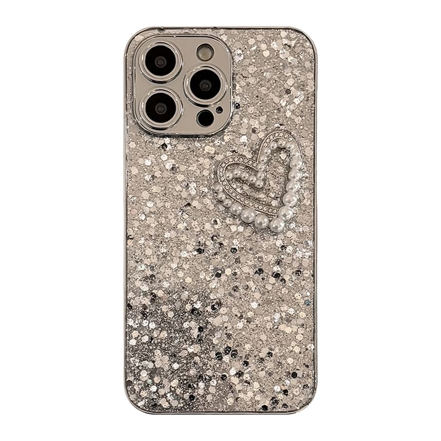 Faux Case Pearl Heart Phone