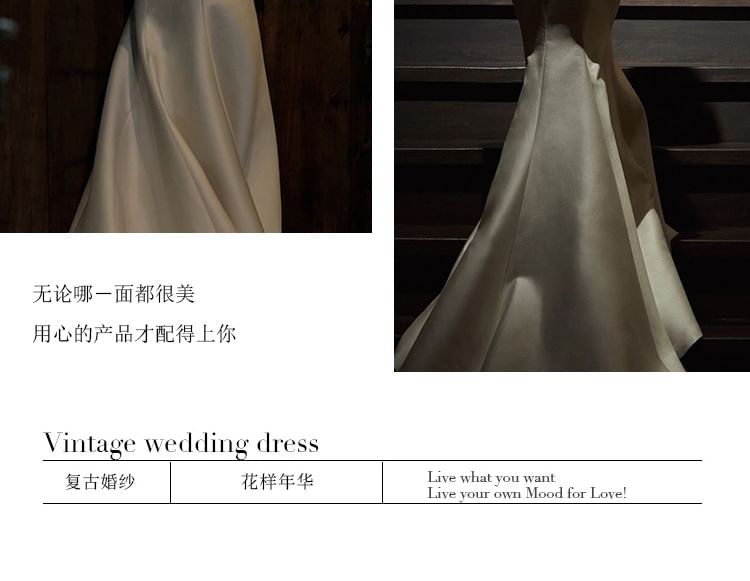Off Trained Wedding Trumpet Shoulder Gown