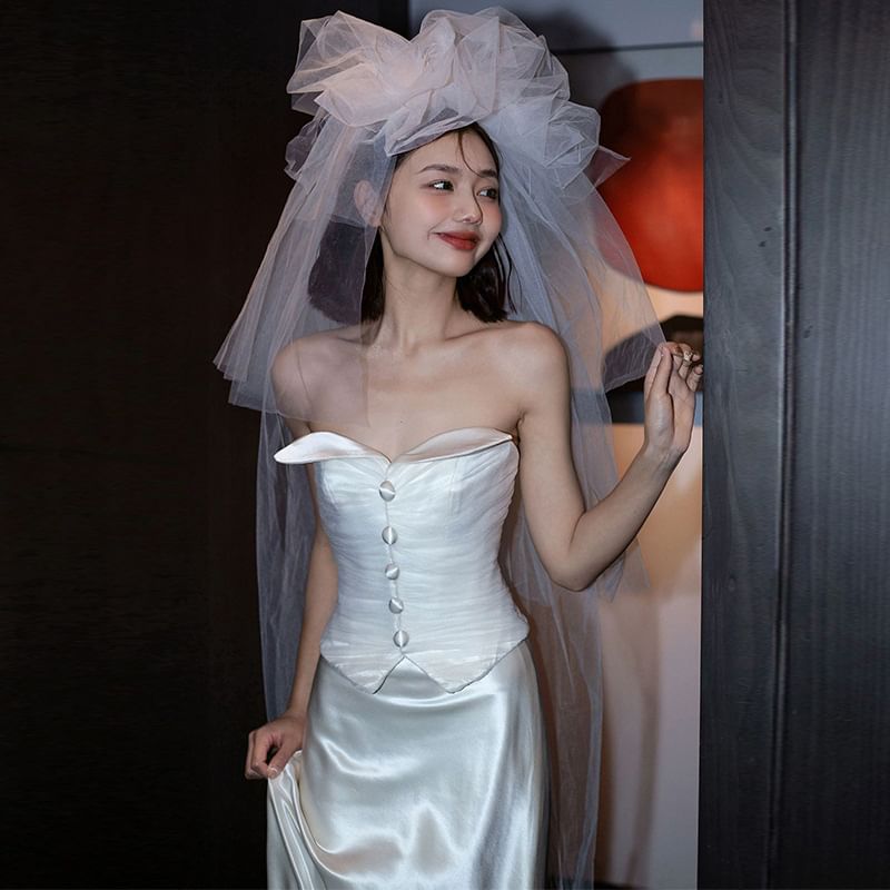 Strapless Gown Wedding A-Line Glossy