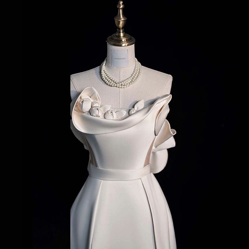 Strapless Evening Sheath Gown Plain