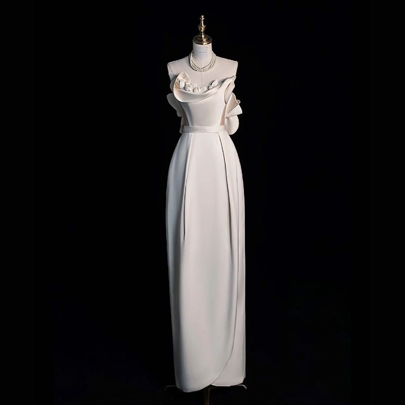 Strapless Evening Sheath Gown Plain