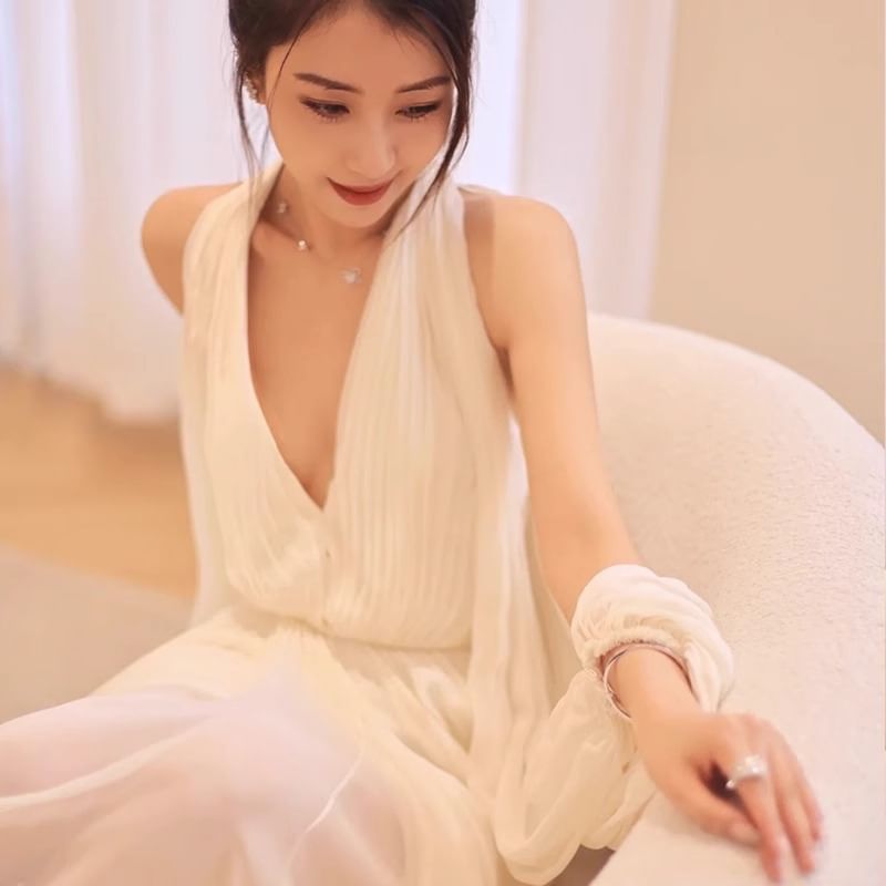 Gown A-Line Wedding Plain V-Neck