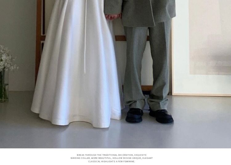 A-Line Plain Gown Wedding Sleeveless Glossy