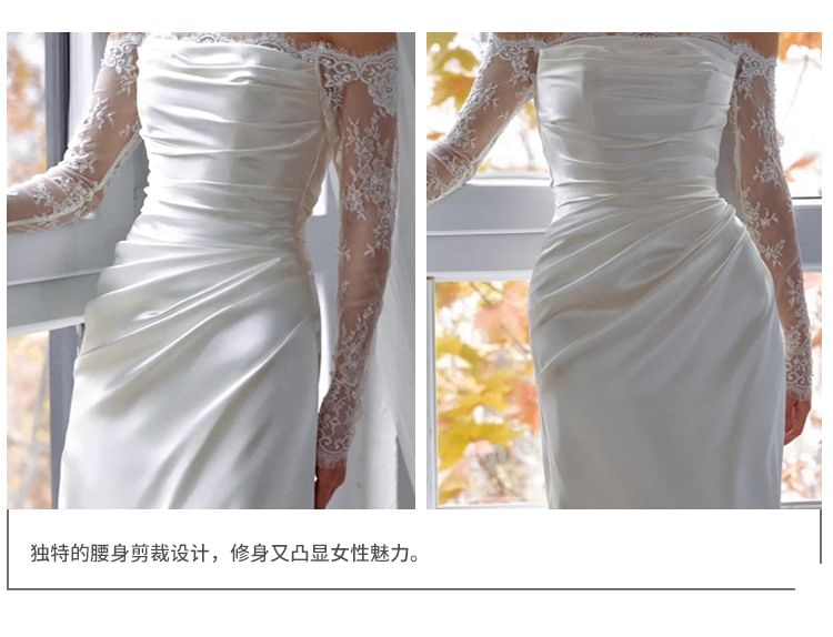 Gown Wedding Strapless Trained A-Line