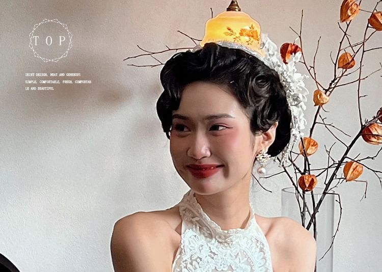 A-Line Trained Sleeveless Lace Gown Wedding