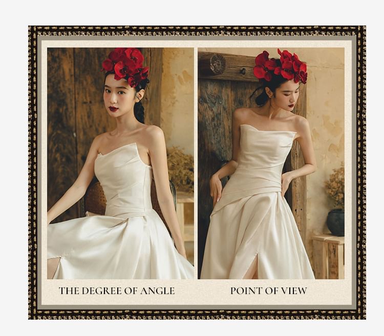 A-Line Wedding Gown Hem Strapless Slit