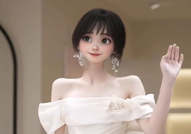 Trained A-Line Shoulder Wedding Gown Off