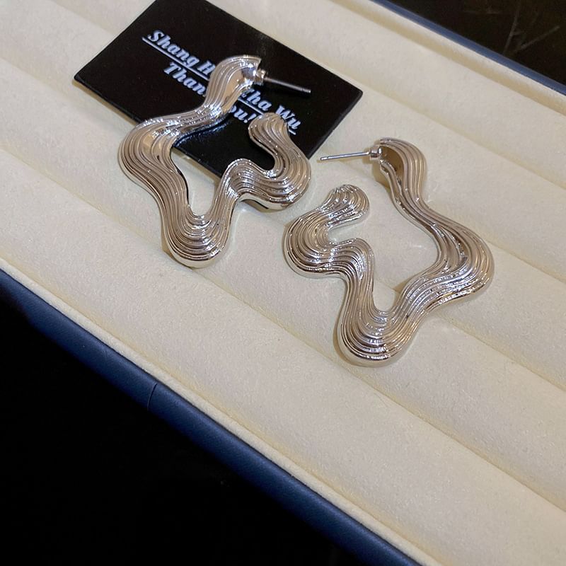 Copper Earring Wavy Hoop