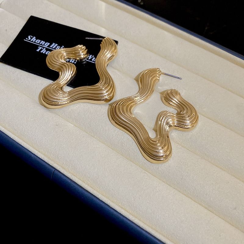 Copper Earring Wavy Hoop