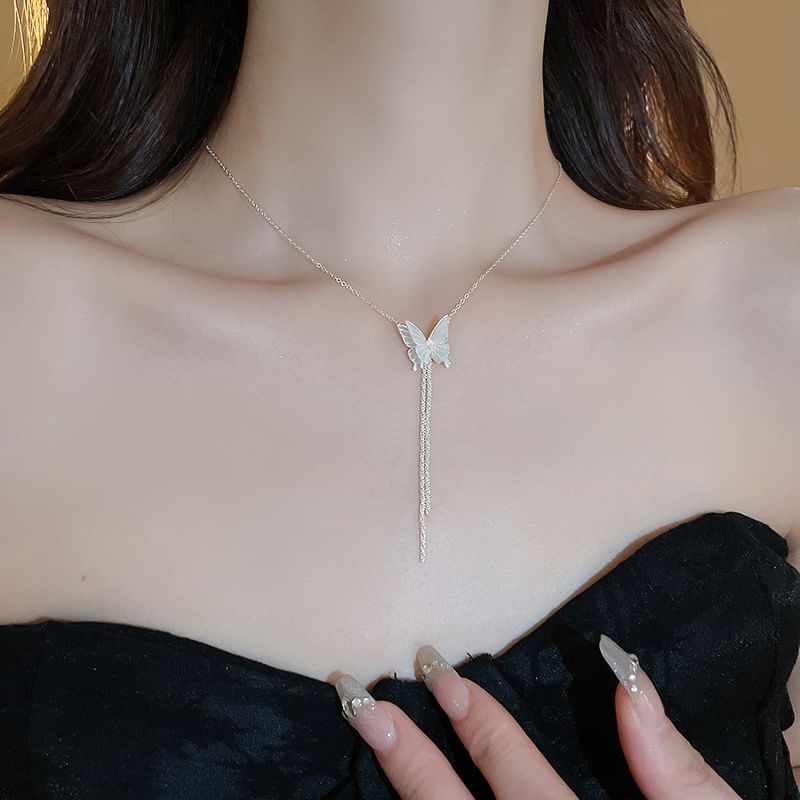 Choker / Rhinestone Butterfly Alloy Earring Dangle