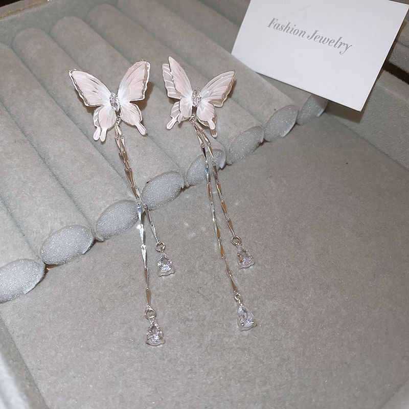 Choker / Rhinestone Butterfly Alloy Earring Dangle