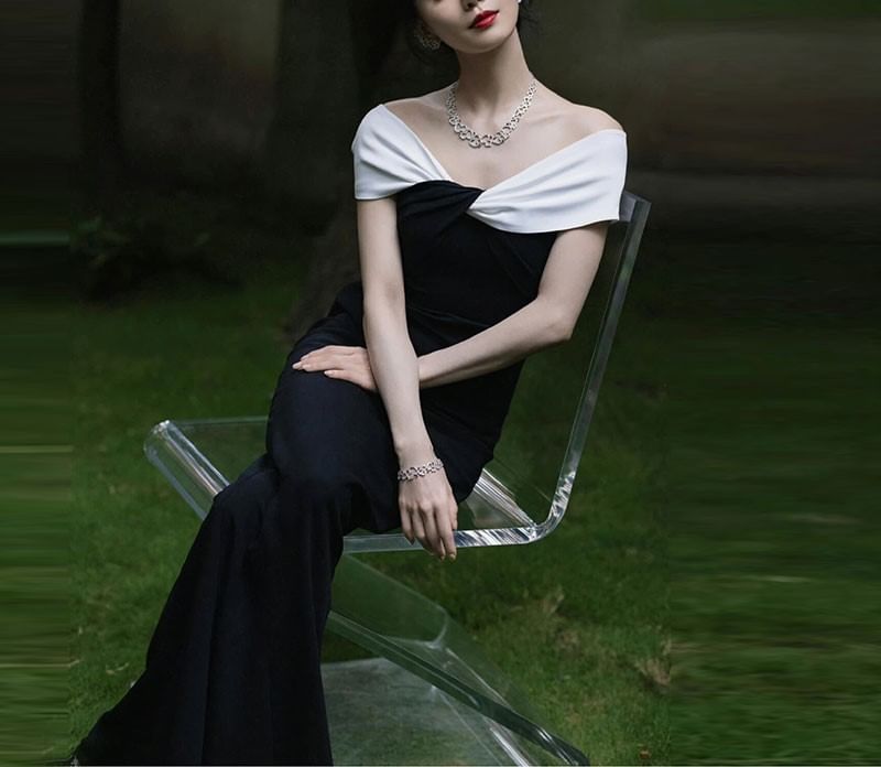 Gown Two Off Mermaid Tone Shoulder Evening