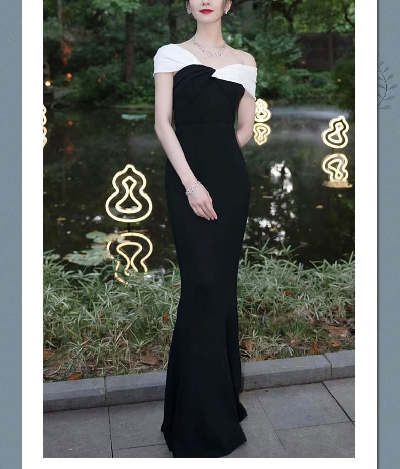 Gown Two Off Mermaid Tone Shoulder Evening